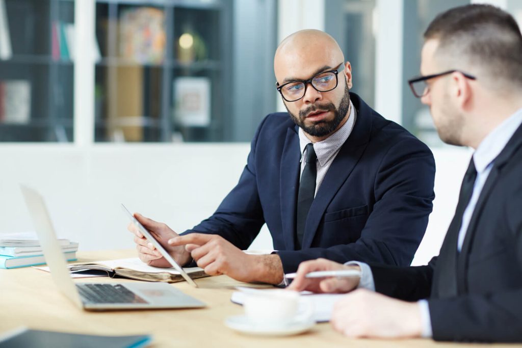 Marketers discussing B2B demand generation techniques.