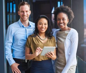 A business growth consultant meets the company marketing team.