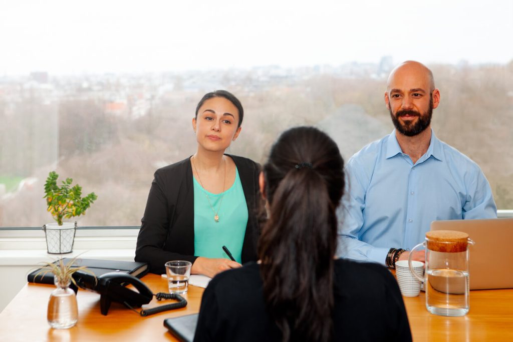A job interview for a B2B marketing consultant.