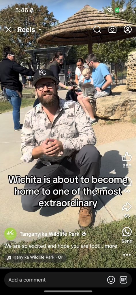 Screenshot of an Instagram reel filmed on location in Wichita